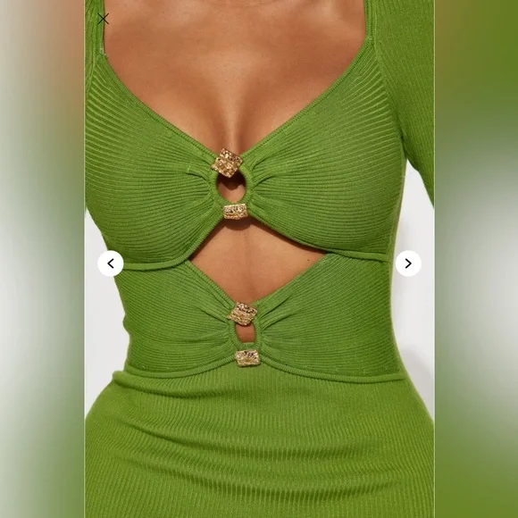 Elegant Green Long Sleeve Dress - Picture 2 of 6